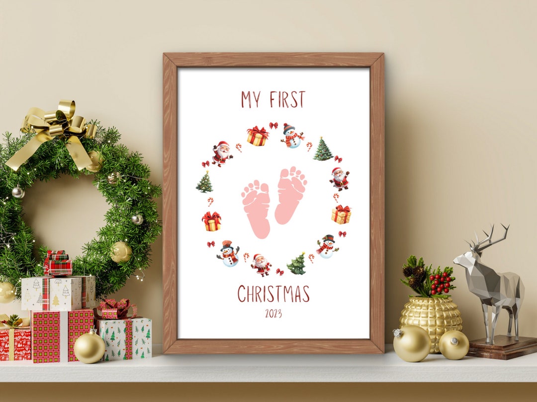 Baby's First Christmas DIY PRINTABLE Footprint Art Craft Cute Christmas ...