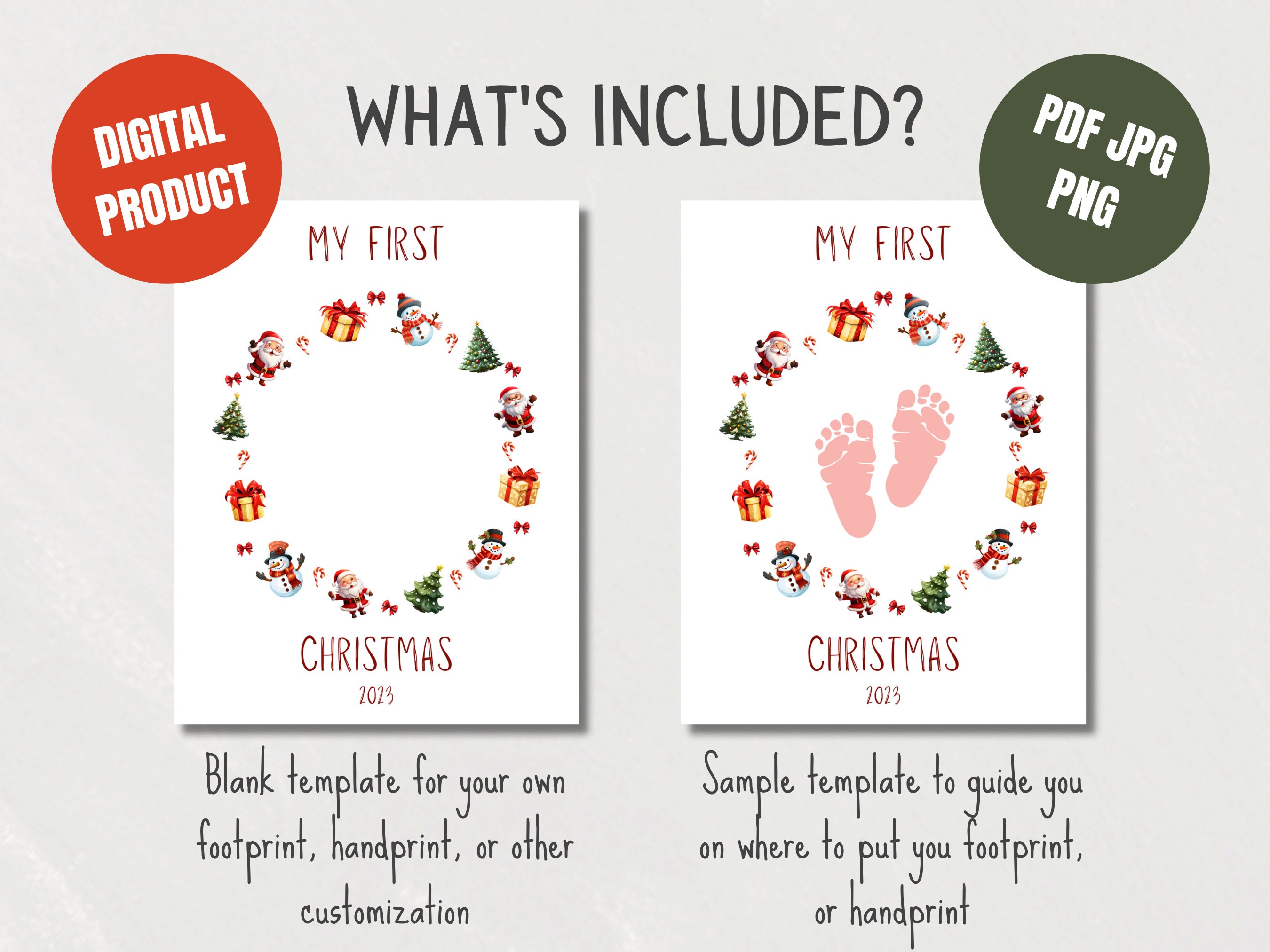 Baby's First Christmas DIY PRINTABLE Footprint Art Craft Cute Christmas ...
