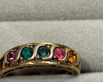 Mothers Ring Pink Orange Green Blue Faux Gems