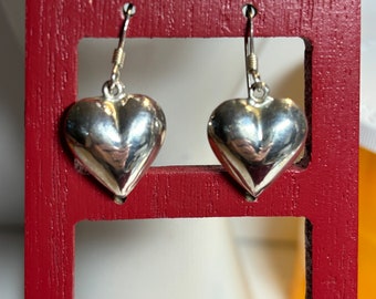 Sterling Silver Puffy Heart Pierced Earrings