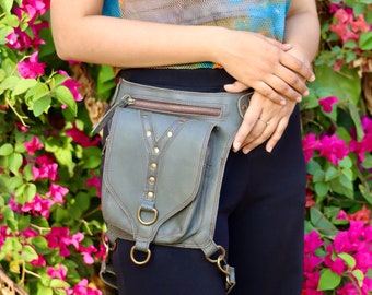 Leather Thigh Bag: Festival Utility Belt with Leg Strap