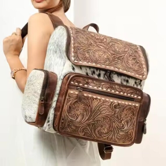Design Inspired Brown Backpack Best Brown Leather Bag Rucksack Womens Vintage 16 inches  main image 4