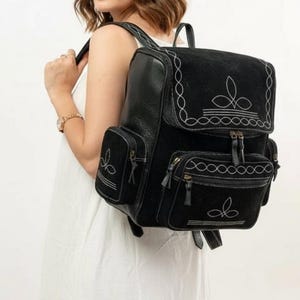 Handmade Bootstitch Suede Leather Backpack Purse | Western Rucksack