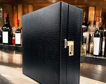 Personalized Leather Travel Bar Set: Cocktail Kit, Whiskey Box Gift