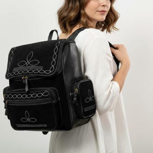 Handmade Bootstitch Suede Leather Backpack Purse | Western Rucksack