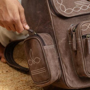 Handmade Bootstitch Suede Leather Backpack Purse | Western Rucksack