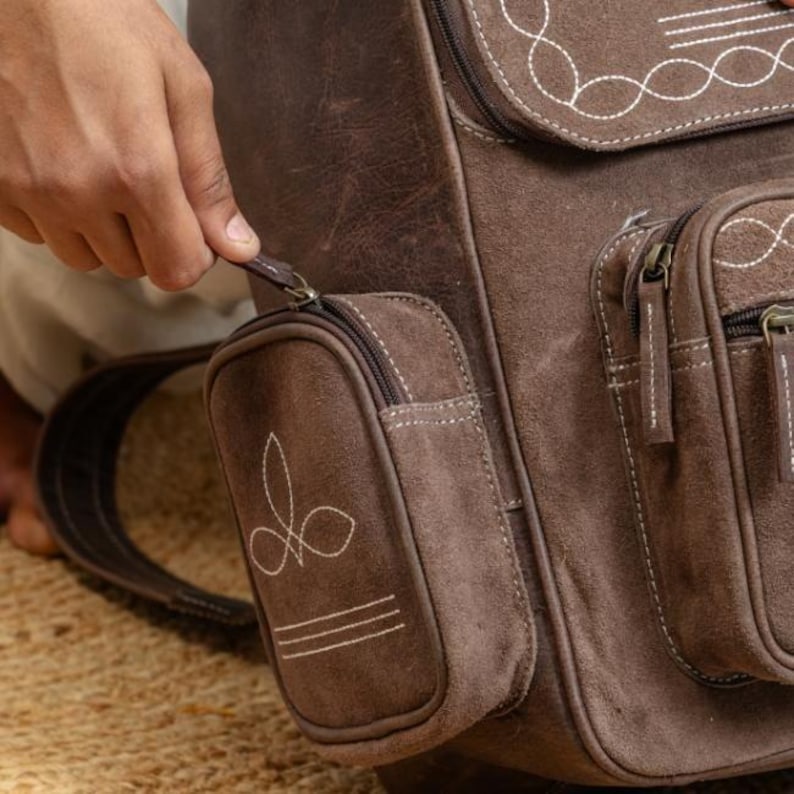 Handmade Bootstitch Suede Leather Backpack Purse | Western Rucksack