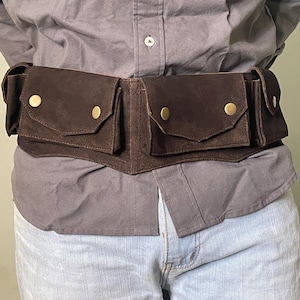 Handmade Leather Waist/ hip belt, Travel Belt, Pocket Belt, Leather Utility Belt, Leather Pocket Belt, Christmas Gift, Halloween Accessory