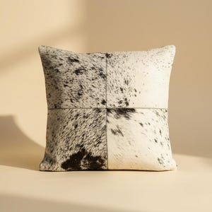 Rindsleder Kissenbezug: Schwarz & Weiss Patchwork, Rückseite Echtes Leder