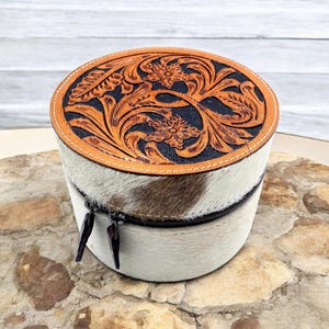 Cowhide Jewelry box gift for her, Hairon Leather Jewelry Travel Case, Necklace Earring Organizer Storage, Birthday gift for her