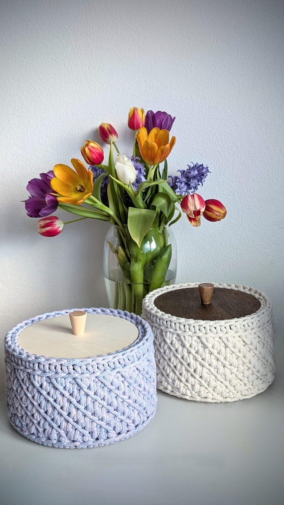 Wooden Base and Lid for Crochet Basket | Laser Cut Birch or Poplar Plywood | 10mm Holes | DIY Knitting Basket Bottoms & Covers