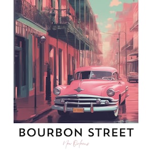 Bourbon Street, New Orleans travel poster, Wall Decor, Wall Art, Digital Download, Printable,