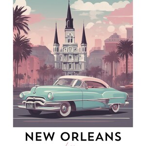 New Orleans, Louisiana Vintage Travel Poster- Printable Wall Art
