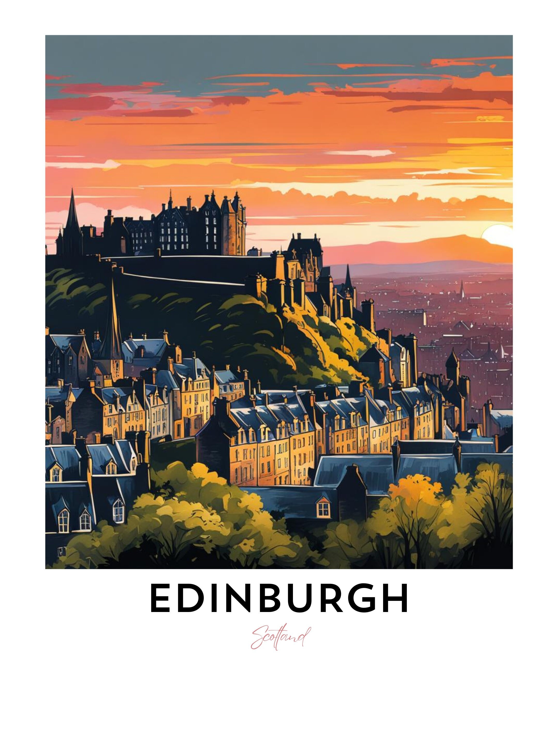 Vintage Edinburgh Travel Print- Printable Wall Art - Etsy