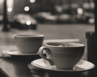 A New York City Cafe- Black and White- Printable Wall Art