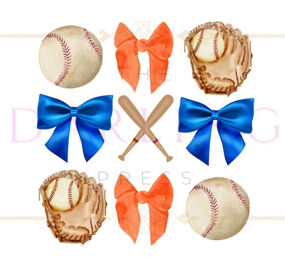 Orange and Blue Baseball PNG, Game Day Design (Digital Download)