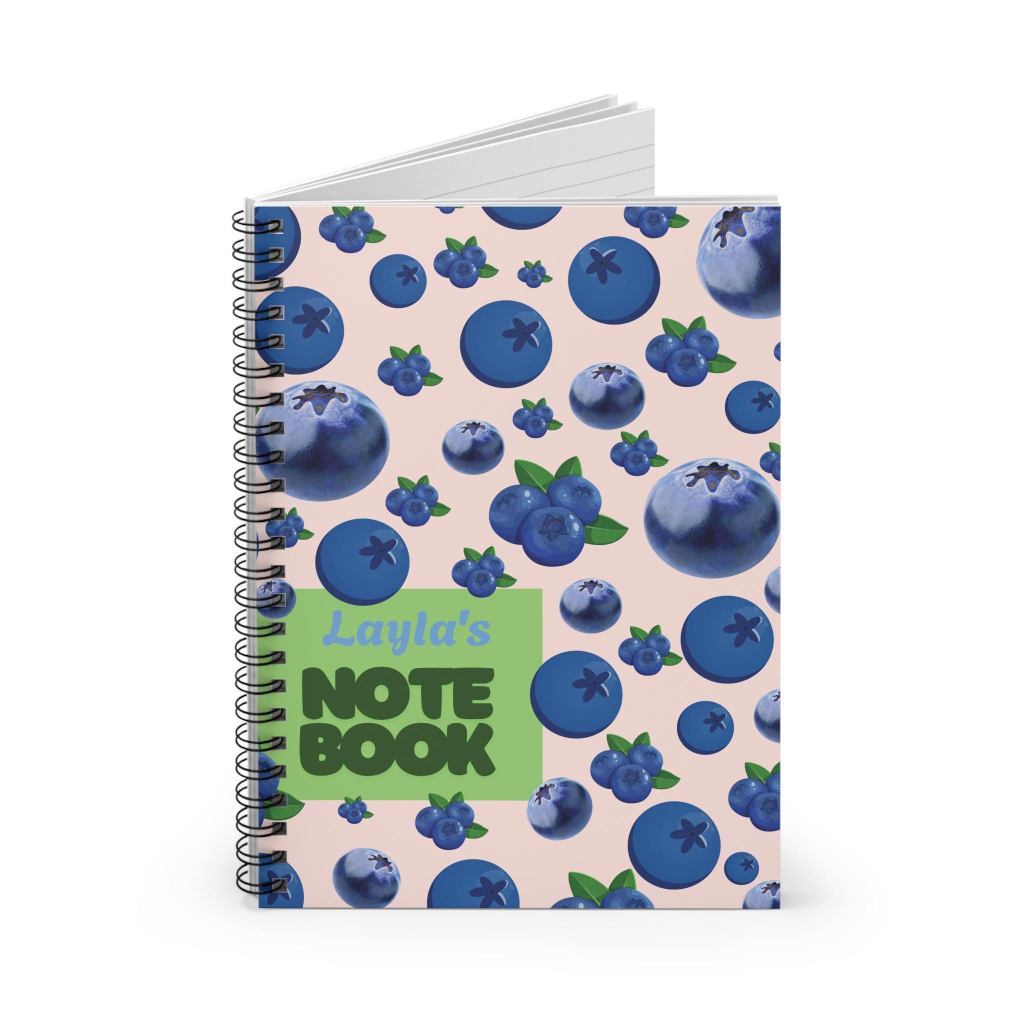 Personalized Blueberry Spiral Notebook Ruled Line, Journaling, School ...