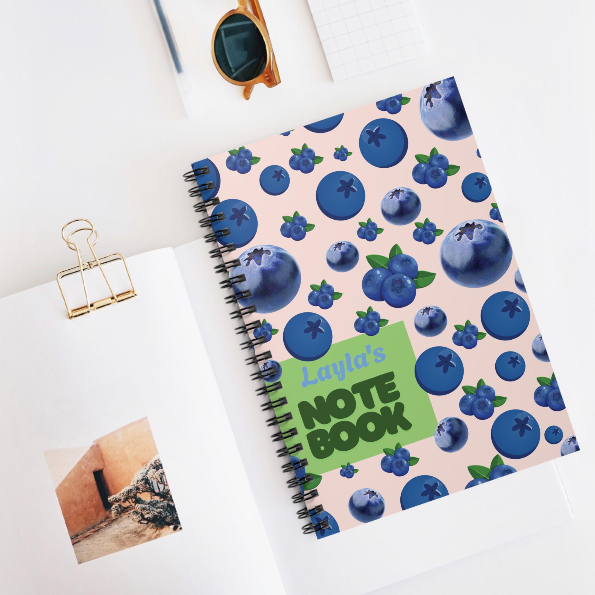 Personalized Blueberry Spiral Notebook Ruled Line, Journaling, School ...