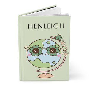 Diario de tapa dura personalizado con globo terráqueo, cuaderno para amantes de la Tierra, cuaderno de regreso a clases para niñas, diario de escritura infantil