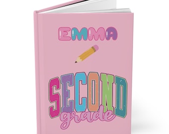 Personalized Second Grade Hardcover Journal, Cute Kid's Journal, Back to School Notebook, Custom Name Notebook, Back to school supplies