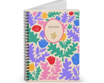 Cuaderno espiral floral personalizado, papelería personalizada, regalos para el Día de la Madre, regalo para estudiantes, diario ecológico para organizar.