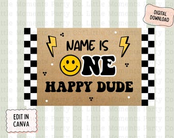 ハッピーデュードバースデーバナーテンプレート、1歳の誕生日（デジタルダウンロード36x60）