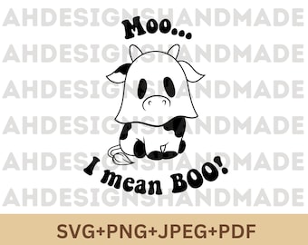 Cute Cow Ghost SVG, Halloween Clipart (Digital Download)