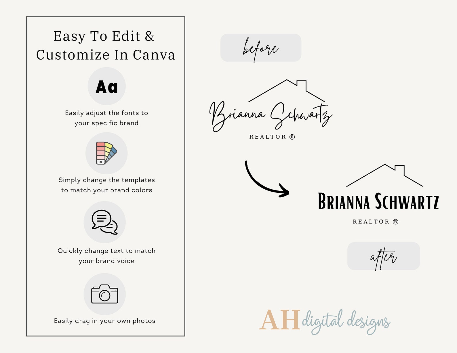 Editable Logo Template DIY Real Estate Design Minimal Elegant Realtor