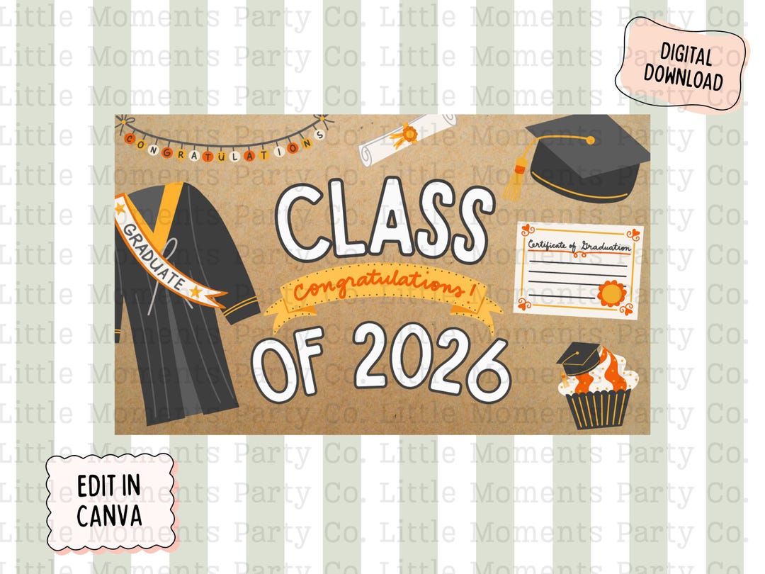 Class of 2026 Graduation Banner Template, DIY Party Decor (36x60 ...