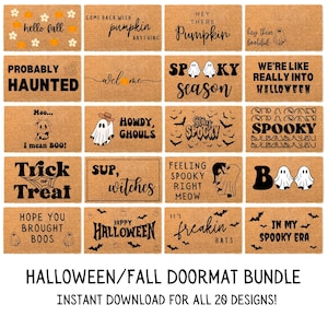 Halloween Fußmatte SVG Bundle Halloween Tür Matte Designs Digitale Sofort Download Halloween Willkommensschild Gruselige Saison Fußmatte Sup Hexen
