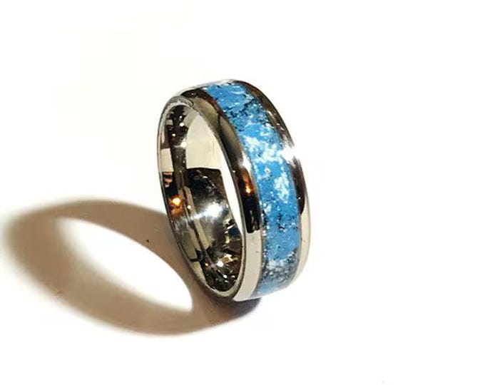 Titanium, Blue Glow Meteorite ring