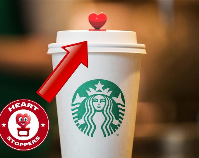 Heart Stoppers Hot & Cold Reusable Coffee Stoppers. Set of 2, Includes Quick-release Key chain. Ships same day. Made in the USA
