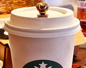 Tapón reutilizable para café Starbucks en forma de corazón, de plata de ley maciza.