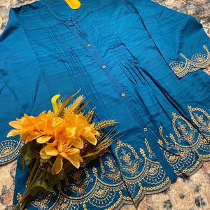 Elegant Viscose Tunic Top with Embroidered Border | Modest Casual Wear | Sizes L -XXL