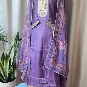Designer Silk Kurti Set: Handwork & Mirror Embroidered Salwar Kameez