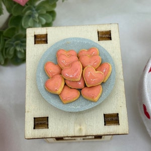 Miniature Pink Glazed Heart Cookies- Set of 4