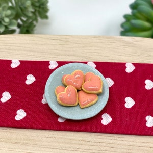 Miniature Pink Glazed Heart Shaped Cookies, Medium Size- Set of 2