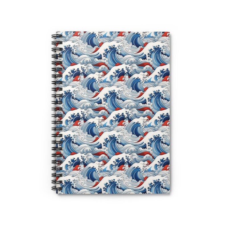 Wavelight Notebook Wave Spiral Notebook, Asian Wave Journal, Tidal Wave Diary, Powerful ...