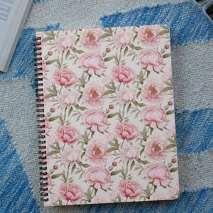 Peony Garden Spiral Notebook | Floral Spiral Notebook | Journal With Peony Cover | English Garden Inspired Décor | Aesthetic Stationary