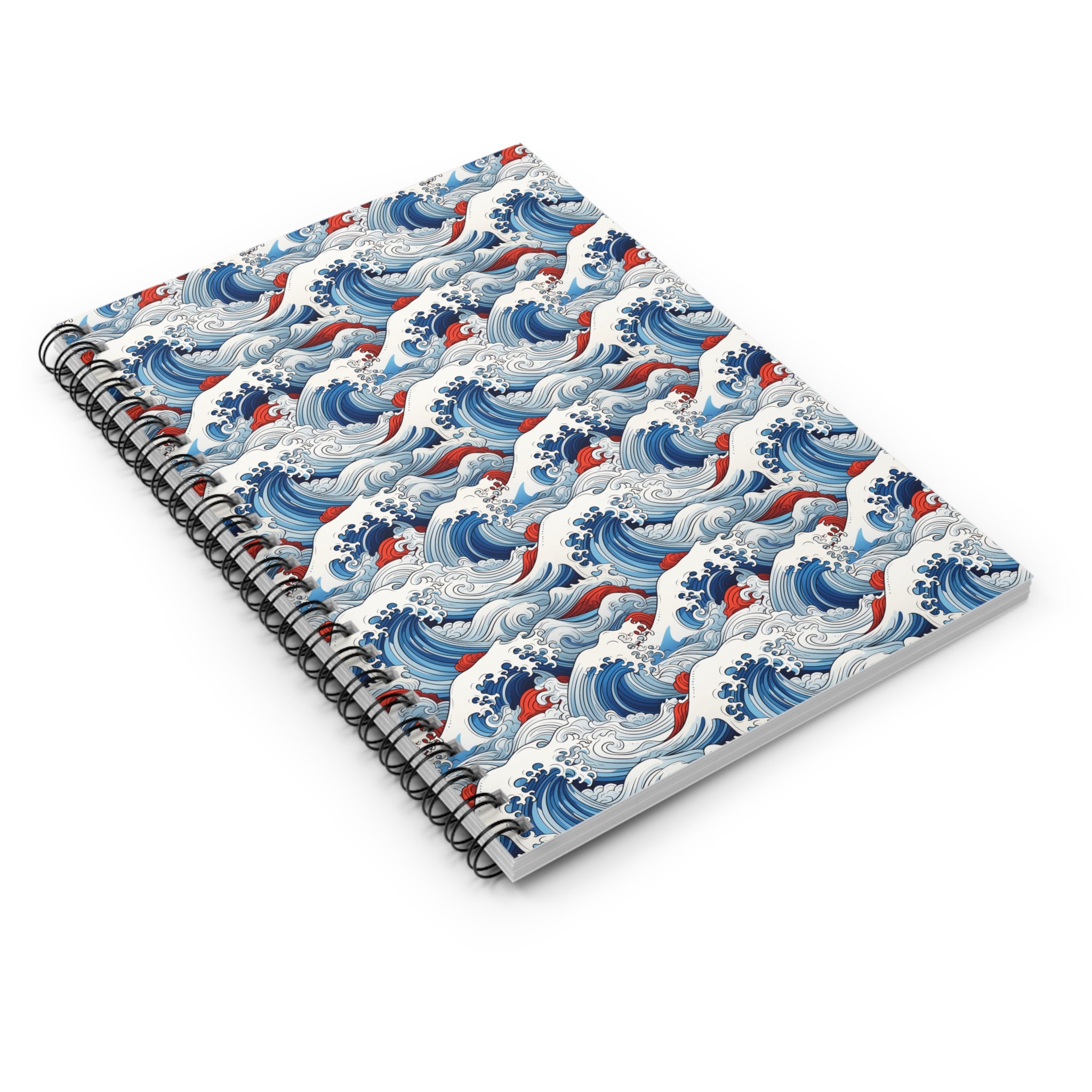 Notebook Wave Line Wave Spiral Notebook, Asian Wave Journal, Tidal Wave Diary, Powerful ...