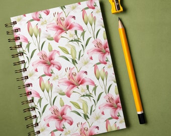 Stargazer Lily Spiral Notebook | Floral Lined Journal