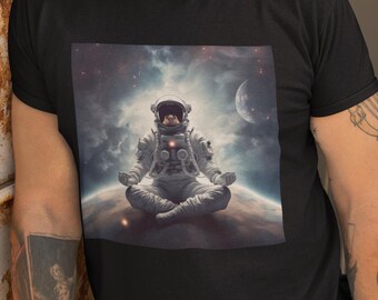 Meditating Astronaut T-shirt, Space Yoga Unisex Tee