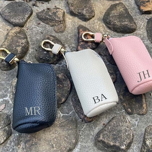 Personalized Leather Key Case with Zipper,Key Pouch Wallet,Leather car keychain,gift for her or him,mother's day,Laser carving custom gift