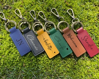 Personalized Leather Keychain,Anniversary Gift,Customized Keychain, Engraved Leather Key Chain, Groomsmen Gift, Birthday Gift,Team Gift