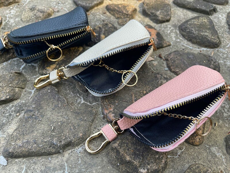 Personalized Leather Key Case With Zipper,key Pouch Wallet,leather Car ...