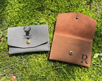 Personal Leather Card Holder, Custom  Slim Card Wallet, RFID Blocking, Minimalistic, Slimline Design