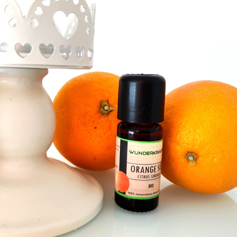 ORGANIC orange oil including scented stone, 100% natural essential oil, 10ml, aroma oil, fragrance oil, aromatherapy and diffuser suitable. WUNDERKRAFT.bio image 2