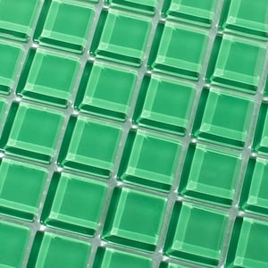 Green Mosaic Tile Sheet, Gloss Glass Tiles, Square Tiles, 0.875 x 0.875 in, for Crafts, Art, DIY, Handmade, Decoration, Picture Frame
