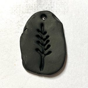 Black floral pendant, black polymer clay pendant, Magness designs, branch flower pendant, handmade tree pendant, plant pendant