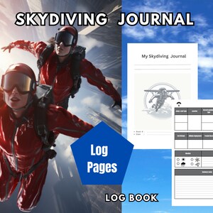 Skydiving Journal | Log Book | Printable Log Book Journal for Skydiving | Track Skydiving Activities